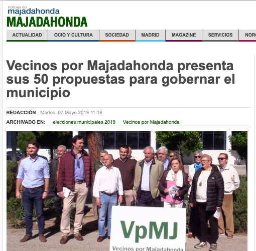 La «carpa» y las 50 propuestas de «Vecinos por Majadahonda» alcanzan notoriedad en la prensa local